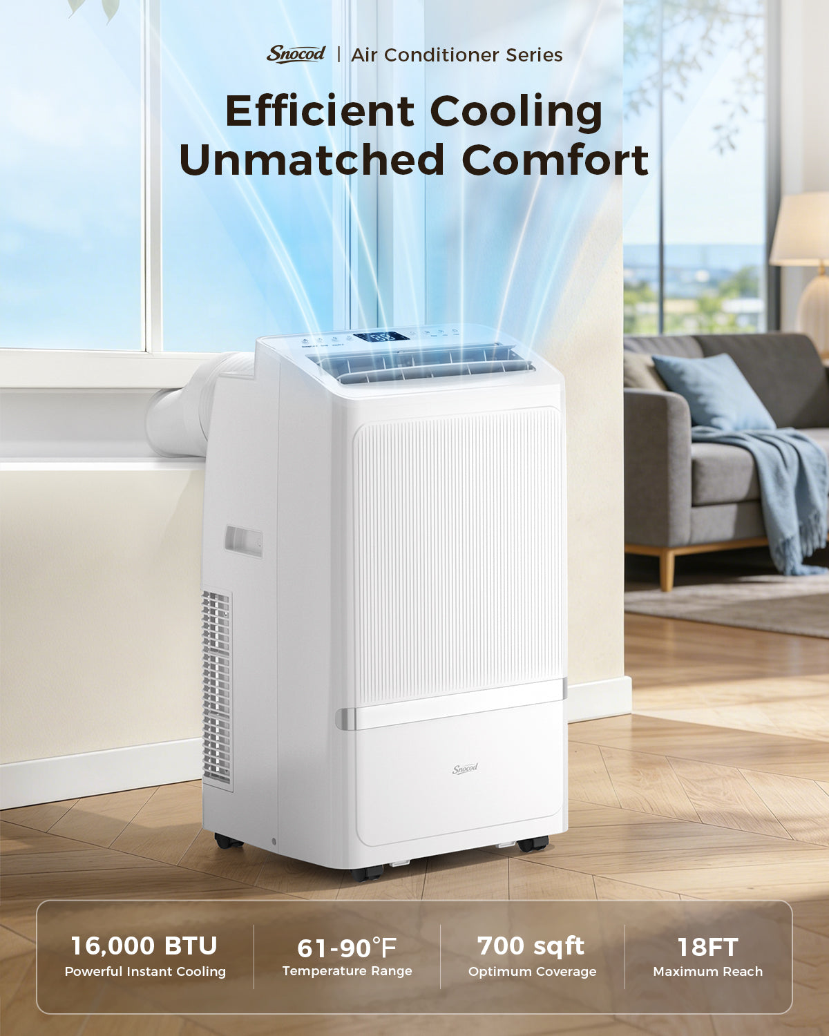 Portable Air Conditioners, 16000 BTU AC Cools up to 700 Sq Ft, Quiet 40 dB Free Stand Portable AC with Drainage-Free Cooling/Fan/Dehumidifier, Sleep Mode, APP&Remote Control, Installation Kit