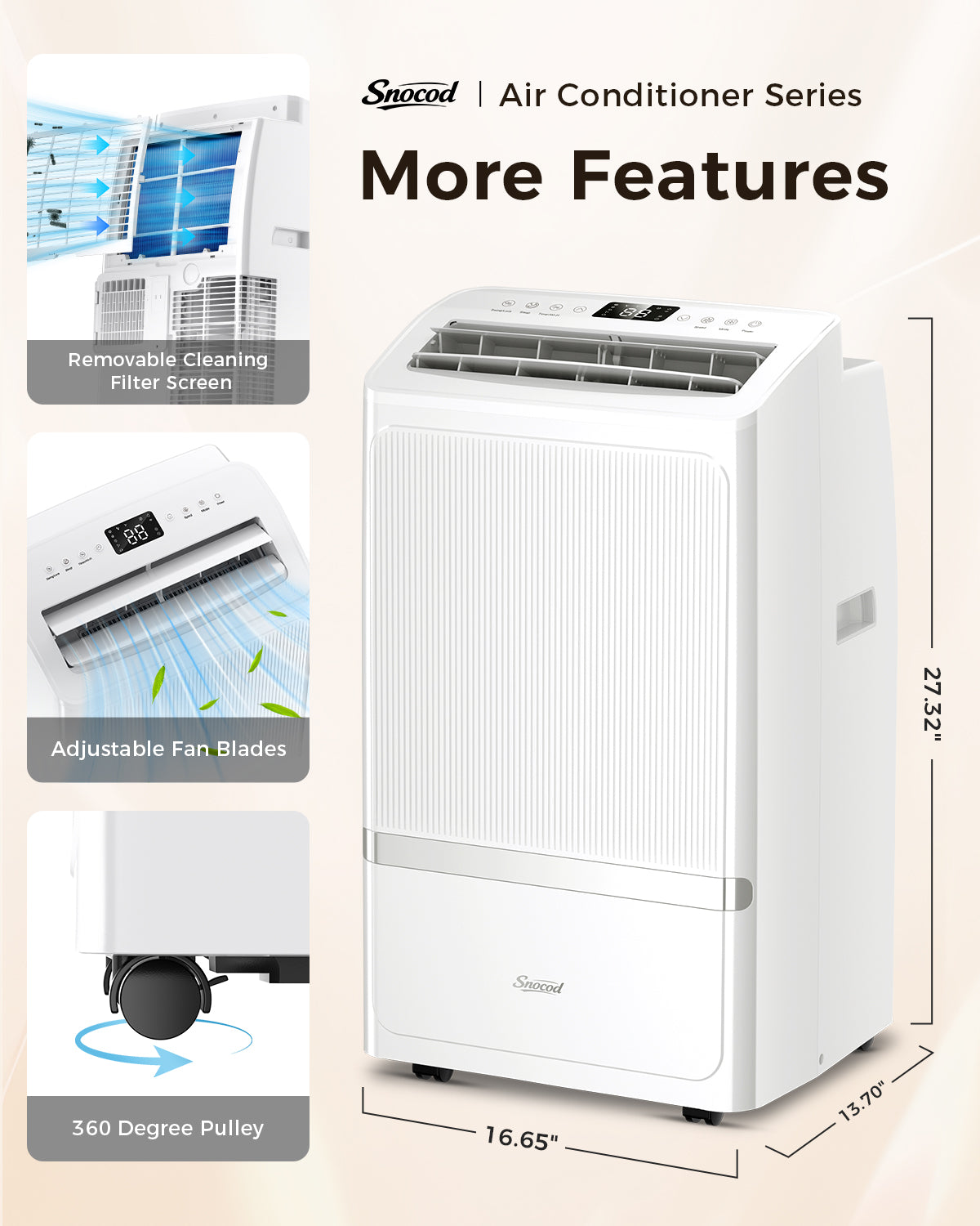 Portable Air Conditioners, 16000 BTU AC Cools up to 700 Sq Ft, Quiet 40 dB Free Stand Portable AC with Drainage-Free Cooling/Fan/Dehumidifier, Sleep Mode, APP&Remote Control, Installation Kit